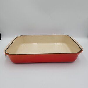 Le Creuset Orange Enameled Cast-Iron Rectangular Roaster Baking Lasagna Pan Dish